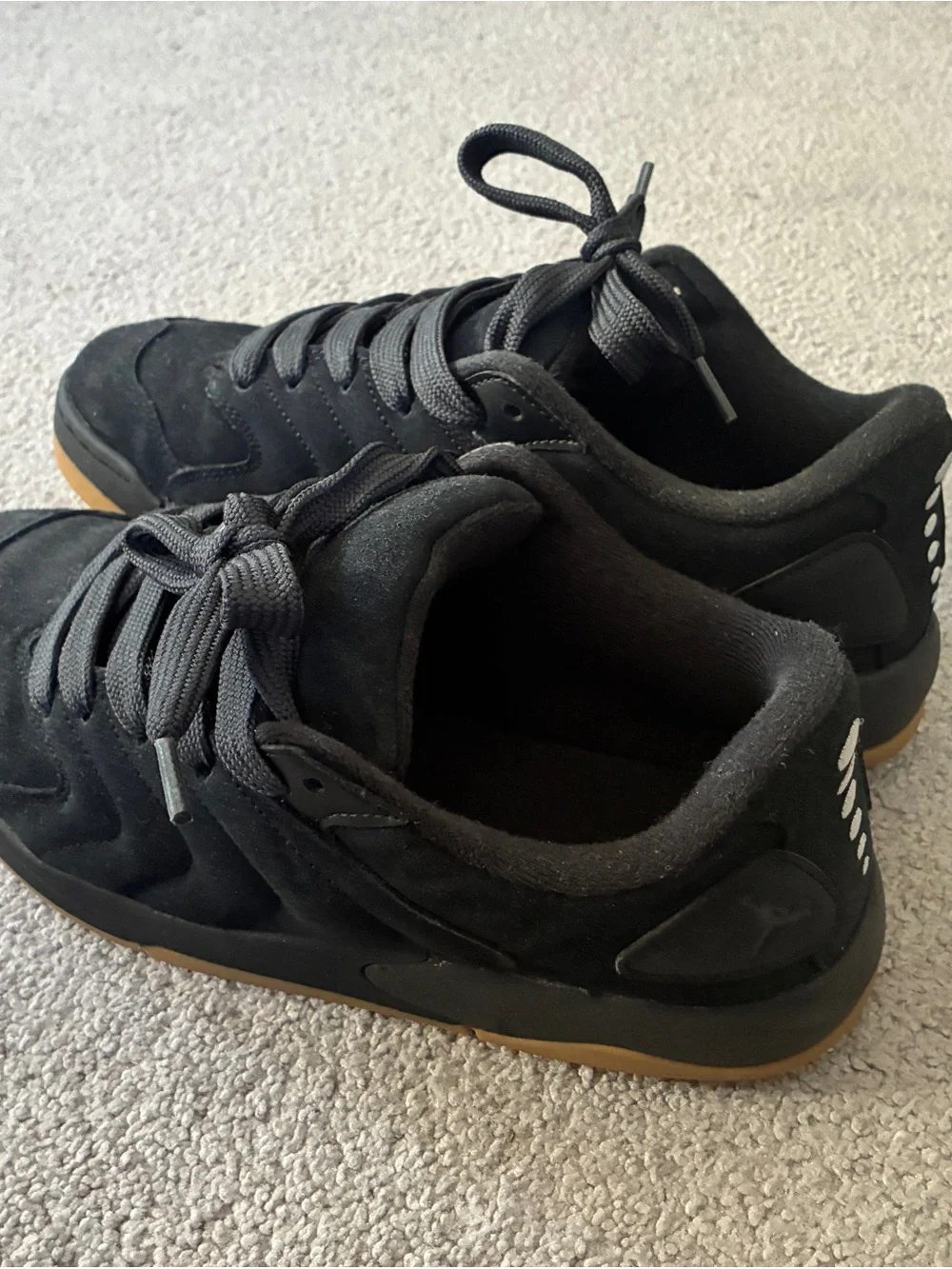 Jordan Men's Black Suede Sneakers with Gum Sole